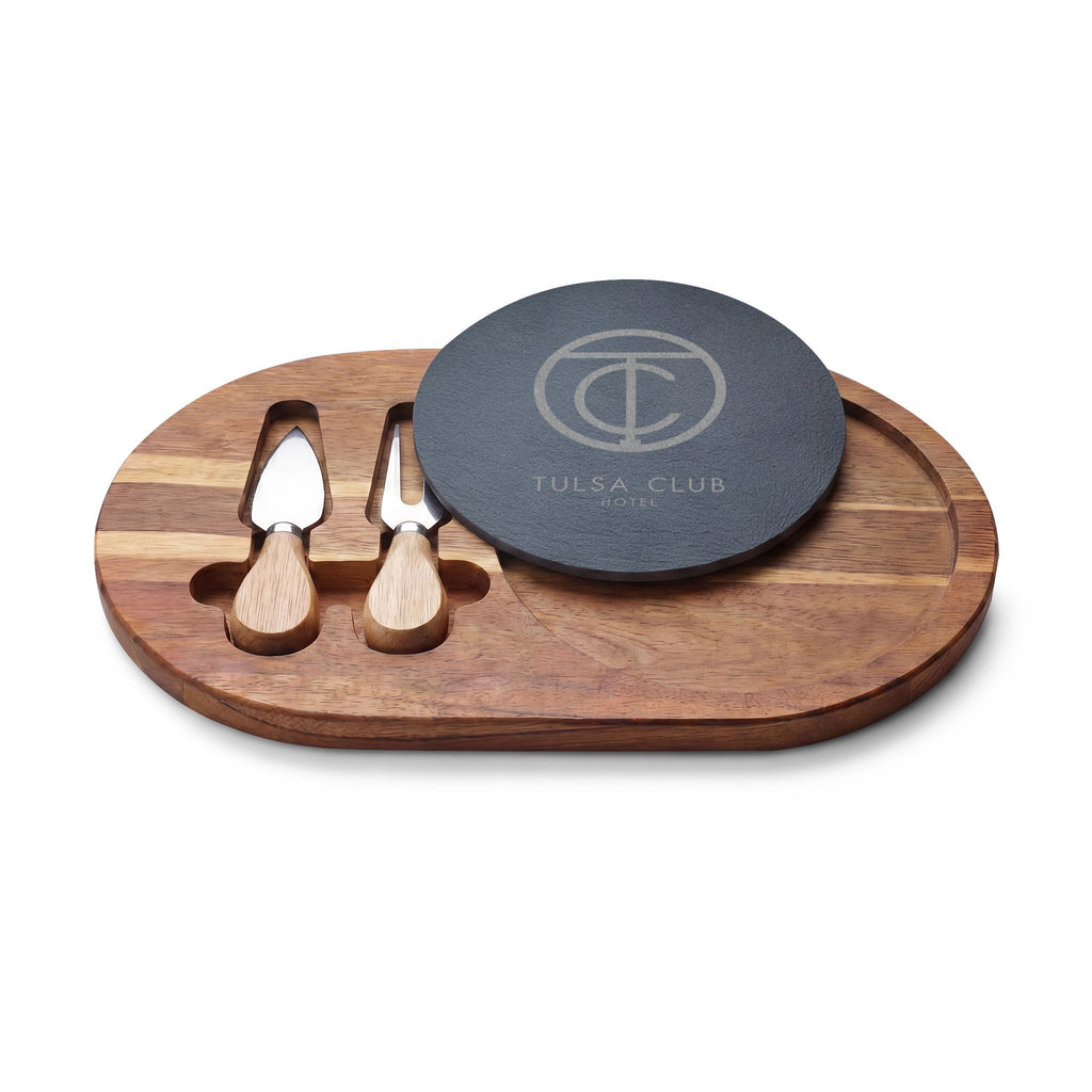 Tulsa Club Signature Engraved Acacia & Slate Charcuterie Board