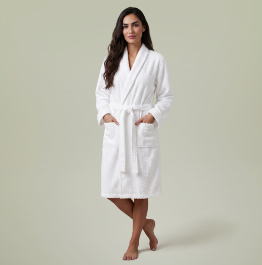 Embroidered Terry Shawl Robe — Cozy Spa-Style Bathrobe with Chest Monogram