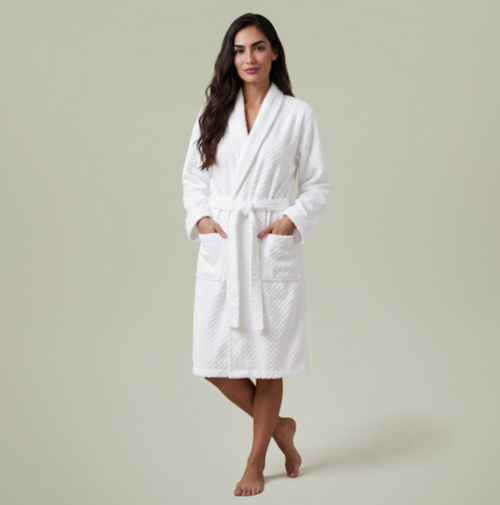Embroidered Terry Shawl Robe — Cozy Spa-Style Bathrobe with Chest Monogram