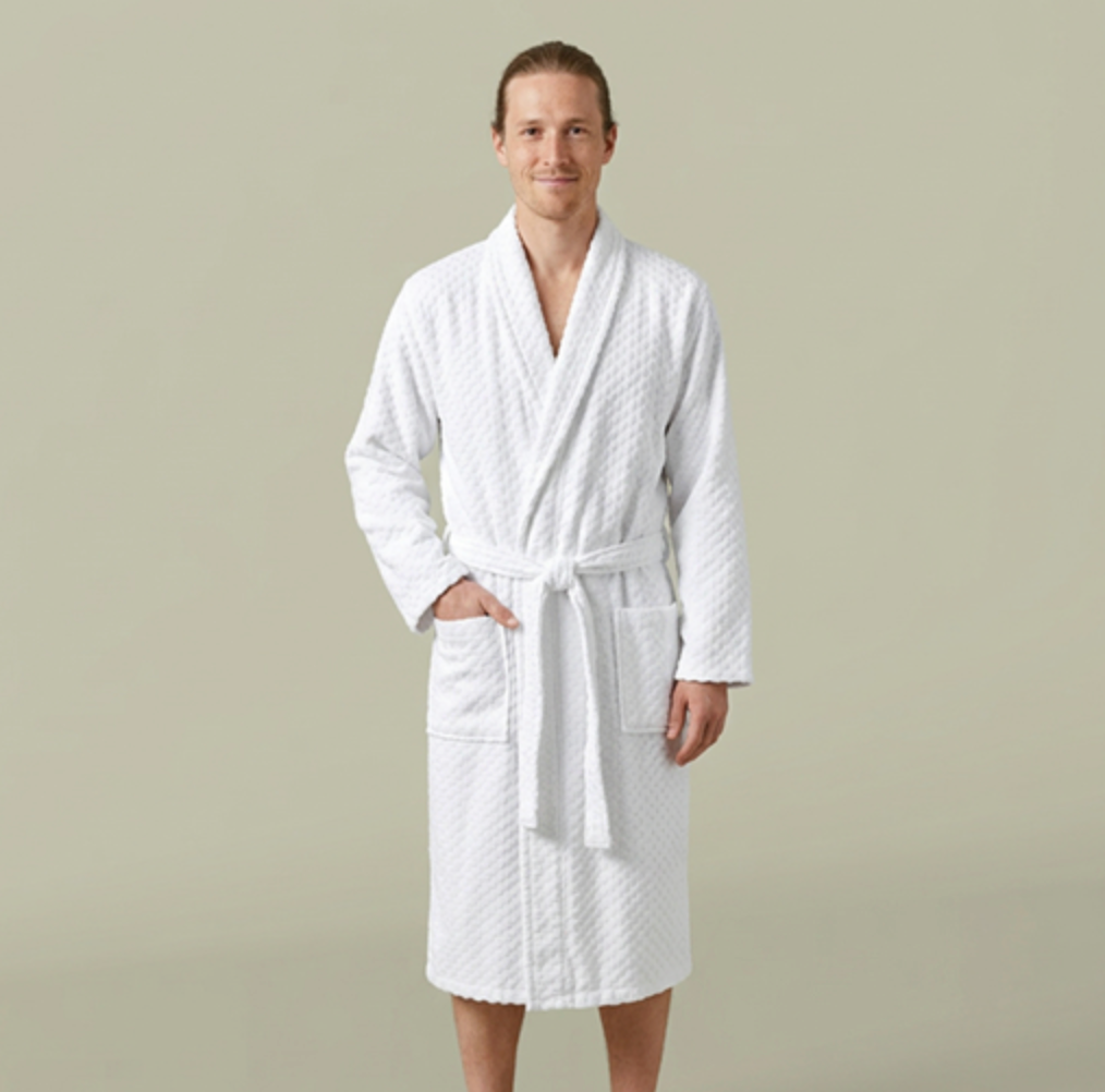 Embroidered Terry Shawl Robe — Cozy Spa-Style Bathrobe with Chest Monogram